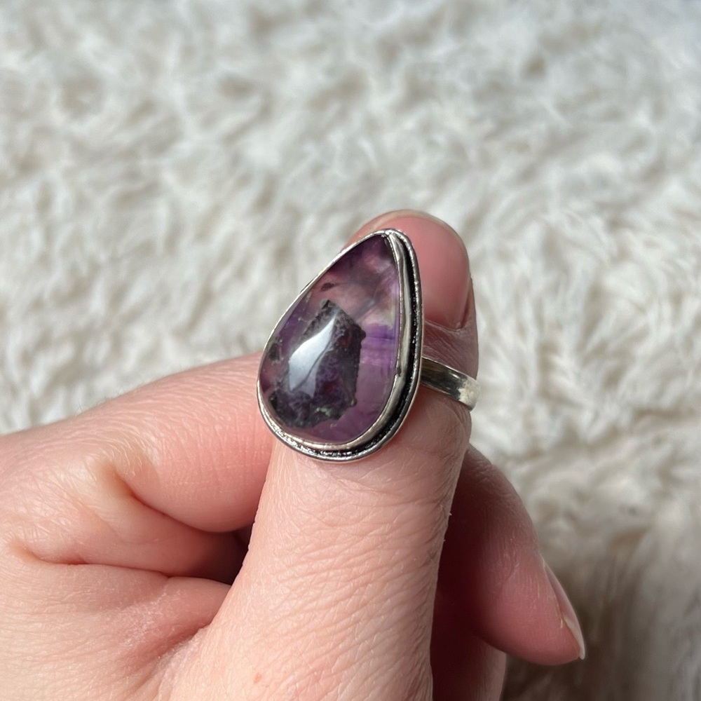 Silver Natural Amethyst Ring